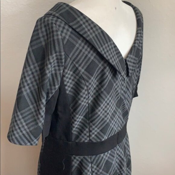 WHBM White House Black Market retro Mad Men Style black and gray Dress size 14 - Picture 2 of 5